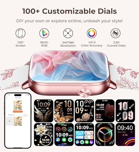 Iaret Smart Watch for Women, 1.83" HD Fitness Tracker with 4 Bands, Answer/Make Calls, Heart Rate/Sleep/SpO2/Step Tracking, 100+ Sport Modes, Android/iPhone Compatible Gift (Purple Gold) - Image 6