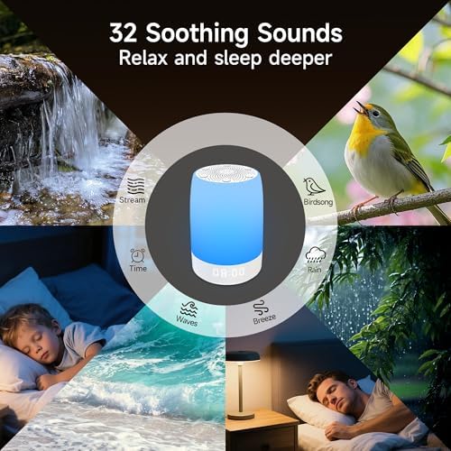 Sound Machine, White Noise Machine with 32 Soothing Sleep Sounds, Adjustable Night Light, App Remote Control, Personal Sleep Routine Alarm Clock for Baby Kids Adults - Image 2
