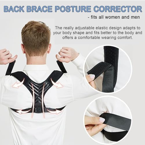 Posture Corrector, Back Brace for Women and Men, Adjustable Back Support, Shoulder Straightener for Improving Hunchback, Providing Pain Relief from Neck, Shoulder, and Upper Back - Black - Image 4