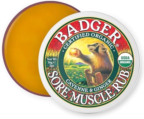 Badger Sore Muscle Rub Balm, Warming, USDA Certified, GMO Free, 2 oz by Badger