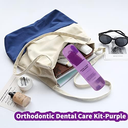 Braces Cleaning Kit for Teeth, Portable Orthodontic Toothbrush Kit Oral Care Dental Travel Kit - Interdental Brush Dental Wax Dental Floss Toothbrush Box (Purple B) - Image 6