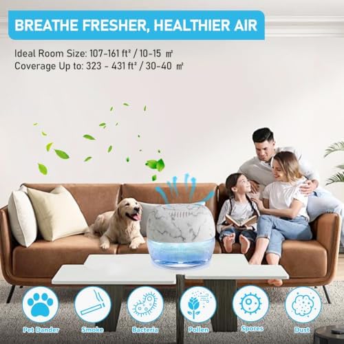 Purifier Air Washer, Air Fresher Aroma Diffuser for Home, Office, Air Purifier with Night Light (Marbling) - Image 4