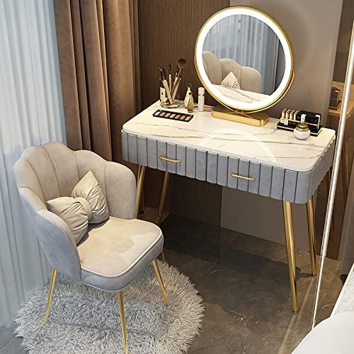 Vanti Makeup Vanity Table with Flip-Top Mirror Adjustable LED Lights Roller Stool Tempered Glass Desk - Stylish Vanity Table Set for Beauty and Nisation - Image 7