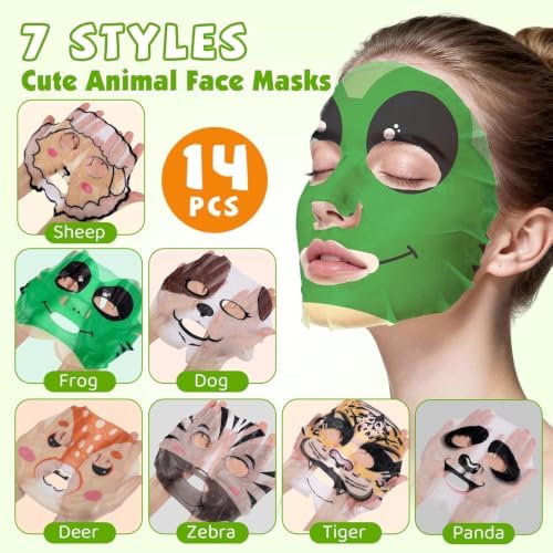 KONEUK 14 Pack Kids Face Mask Set, Cute Animal Face Masks Skincare for Kids - Image 2