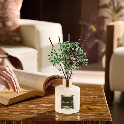 Cocorrína Reed Diffuser Sets- Eucalyptus & Moss Scented Diffuser with Sticks Home Fragrance Reed Diffuser for Bathroom Shelf Decor - Image 5