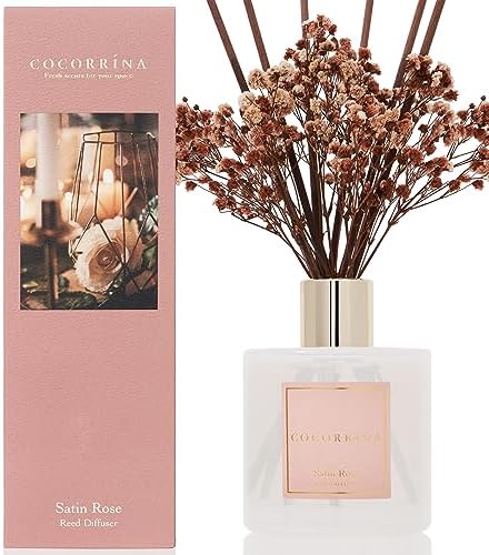 Cocorrína Reed Diffuser Sets- Satin Rose Scented Diffuser with Sticks Home Fragrance Reed Diffuser for Bathroom Shelf Decor - Image 2