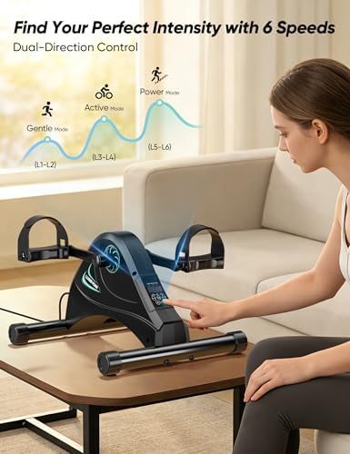 Under Desk Bike Pedal Exerciser for Seniors, LUBBYGIM Mini Exercise Bike for Physical Therapy, Electric Motorized Foot Pedal Machine for Arm and Leg Fitness, 6 Speed Levels - Image 6