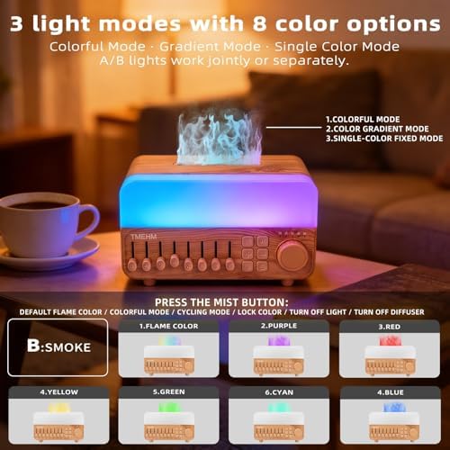TMEHM 4-in-1 Flame Essential Oil Diffuser with White Noise Machine - Image 4