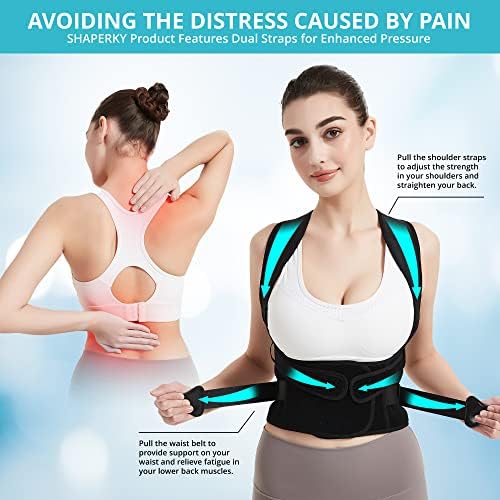 SHAPERKY Posture Corrector for Women for Support: Back Brace for Full Back Support - Adjustable Shoulder Straightener for Women and Men (Black, Small) - Image 3