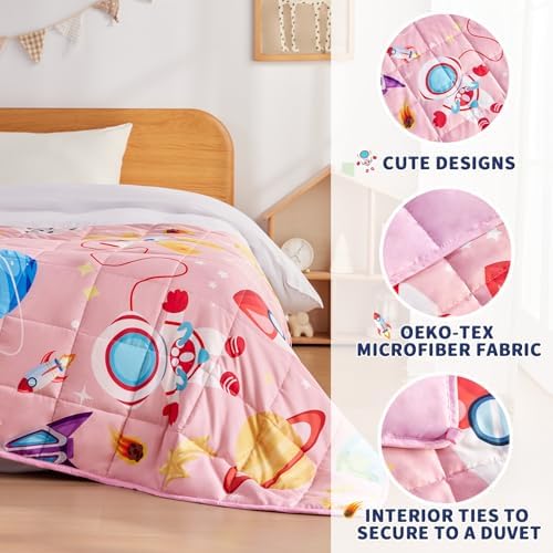 anfie Weighted Blanket(40"x60" 7lbs) Weighted Blanket Cooling Blanket for Resting,Throw Size Breathable Blanket with Premium Glass Bead(Pink Aerospace) - Image 2