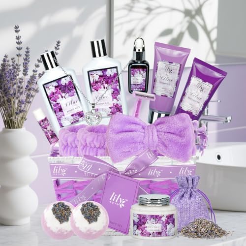 17Pcs Spa Gifts Spa Kit - Perfect Lavender Lilac Spa Gift Baskets for Women - Image 6