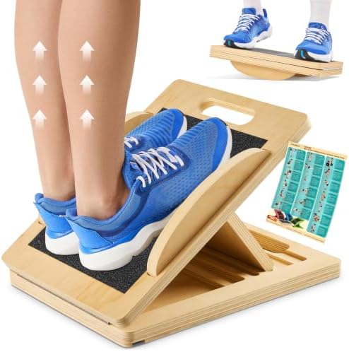 Slant Boards for Exercise, Wooden Slant Board, Calf Stretch Board with 7 Incline Angles, Velour Board, Balance Board & Calf Stretcher, Portable Incline Board for Physical Therapy, Ankle Mobility, Heel & Knees by ZocoSquat