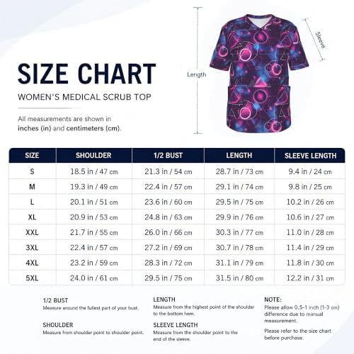 Men's Scrub Top,V-Neck Spill Wrinkle Resistant,3 Pockets-Cyberpunk Neon (12) - Image 5
