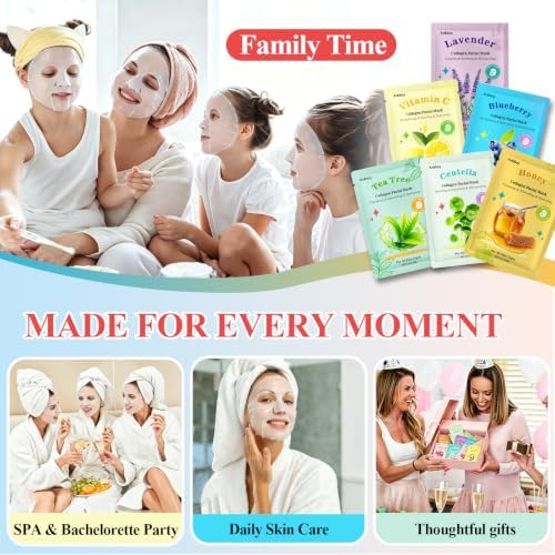 ANKOOY 33 Pack Face Masks Skincare Gifts for Teens Girls Women,Bulk Collagen Face Mask Hydrating Sheet Mask,Travel Essentials,Birthday Gifts,Spa Party Gifts,Facial Mask Skin Care for All Skin Types - Image 6