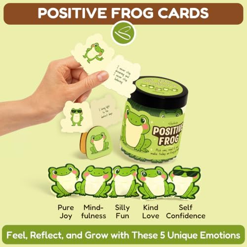 STOFINITY Positive Frog Jar, 60 Affirmation Cards with Stand - Image 3
