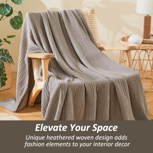 EMME Cotton Muslin King Blanket Breathable Gauze Soft Lightweight Blankets Adults Gifts for Women (Heather Brown, 108"x90") - Image 4