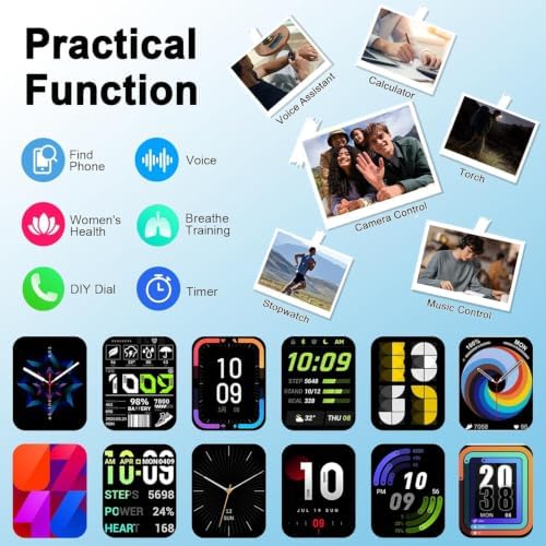 Smart Watch(Answer/Make Call), 1.91"HD Smartwatch for Men Women with Heart Rate/Sleep Monitor/Pedometer/Calories, 113+ Sports Fitness Watch Tracker, IP68 Waterproof Step Counter for Android iOS-Gray - Image 4