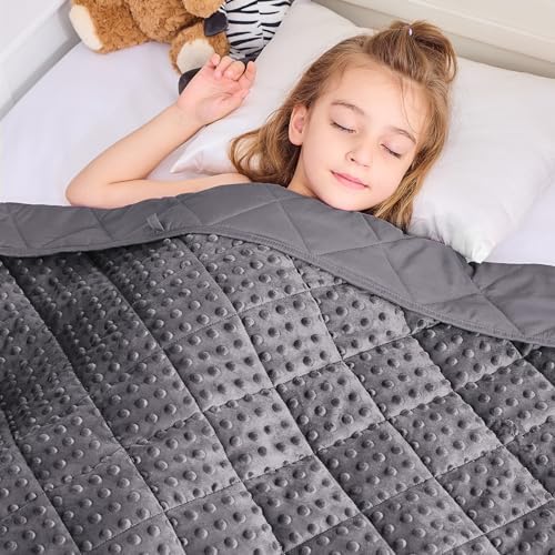 yescool Weighted Blanket 10 Pounds Grey Throw Size Weighted Throw Blanket, Minky Heavy Blankets Gifts for 80-120lbs, 40 * 60in by yescool