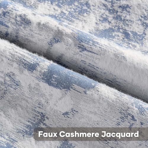 FUTEI Pack of 2 Faux Cashmere Throw Pillow Covers 16x16 Inch, Blue White - Image 2