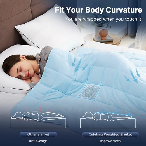 CuteKing Weighted Blanket for Adults: Weighted Blanket with Premium Glass Beads - Breathable Heavy Blanket for Comfort Sleep - Thick Blanket for Adult All Season (20lbs, 48"x72", Light Blue) - Image 5