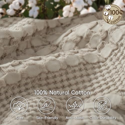 PHF Lightweight 100% Cotton Waffle Blanket for Bed, King, Pearl Gray - Image 4