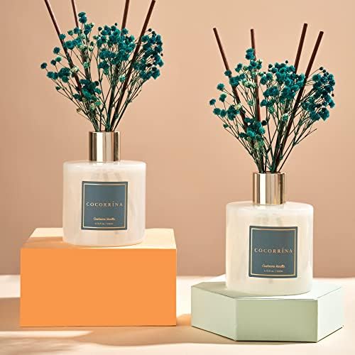 Cocorrína Premium Reed Diffuser Set with Preserved Baby's Breath & Cotton Stick Cashmere Vanilla 2 Packs, 6.7oz Scent Fragrance Oil Diffuser for Bedroom Bathroom Home Décor - Image 2