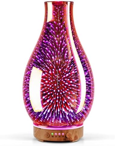 Porseme Essential Oil Diffuser 3D Glass Aromatherapy Ultrasonic Humidifier Cool Mist, Auto Shut-Off, Timer Setting, BPA Free for Home Office Hotel Yoga Gym Leisure SPA Gift 100ml by Porseme