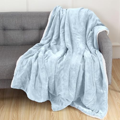 Elegant Comfort Luxury Ultra-Plush Velvet Touch Fleece Throw Soft, Warm, Cozy| Micromink Sherpa-Backing Reversible Blanket for Bed, Sofa and Couch, Solid Aqua - Image 2