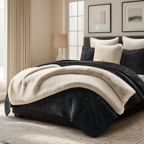 EVERGRACEHOME Faux Chinchilla Fur Throw Blanket, 50"x60", Birch Mink - Image 2