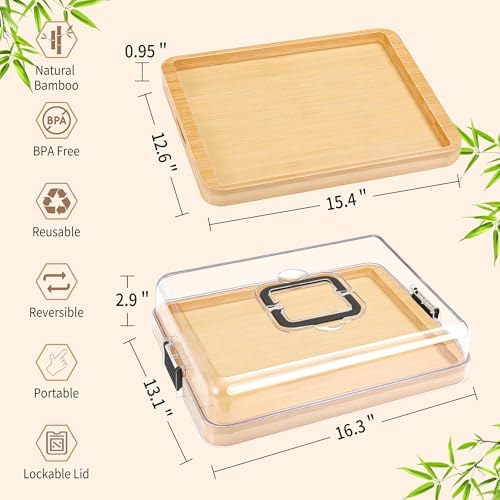CAWIU Large Charcuterie Board with Lid, Portable Cheese Board & Snack Tray - Image 4