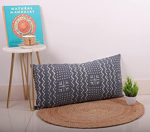 Trade Star 24 x 12 Bohemian Lumbar Soft Pillow Cover Handloomed Farmhouse Pillow Case 100% Cotton Lumbar Pillow Cover Indian Modern Summer Cooling (Dark Grey ALMA) - Image 5