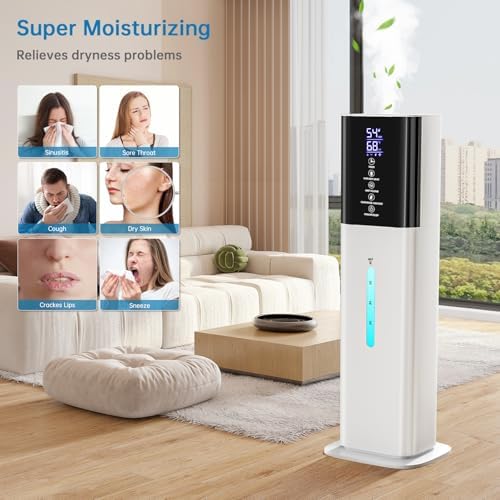 Humidifier Large Room Bedroom, 8L/2.1Gal Top Fill Cool Mist Humidifiers with Humidistat, 3-Speeds, 48H Runtime, Quiet Sleep Mode, Night Light, 12H Timer, 360° Nozzle & Aroma Diffuser for Baby, Plants - Image 5