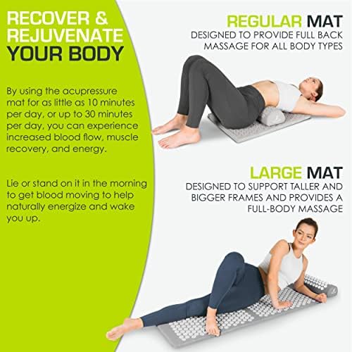 ProsourceFit Acupressure Mat and Pillow Set for Back/Neck Pain Relief and Muscle Relaxation, Large - Gray/Gray - Image 5