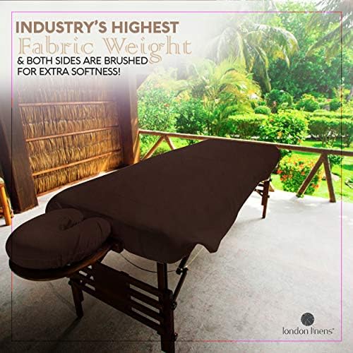 London Linens Extra Thick 3 Piece Set Massage Table Sheets Set - 100% Natural Cotton Flannel - Includes Massage Table Cover, Massage Fitted Sheet, and Massage Face Rest Cover (Mocha) - Image 2