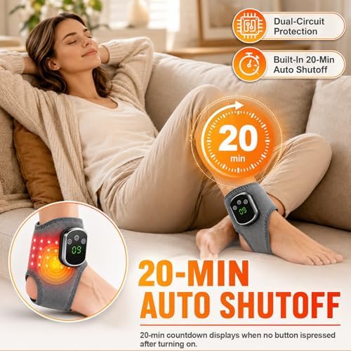 3 in 1 Red Light Foot and Ankle Massager, with Heat, Red Light, and Vibration Triple Care Function, 40 LED 660nm Wrap, 1800mAh Rechargeable Battery, Portable Foot Massager for Feet, Ankles, and Arches - Image 5