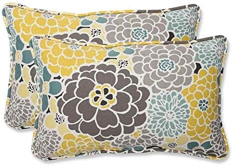 Pillow Perfect Bright Floral Indoor/Outdoor Accent Throw Pillow, Plush Fill, Weather, and Fade Resistant, Lumbar - 11.5" x 18.5" , Blue/Tan Lois, 2 Count - Image 3