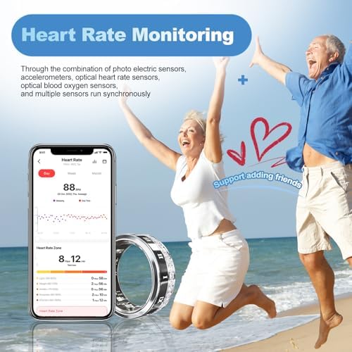 Smart Ring Health Tracker for Women & Men Fitness Tracker Ring (Black, 8#) - Image 4