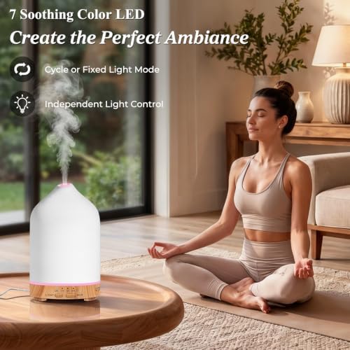 URPOWER 300mL Ceramic Essential Oil Diffuser Aromatherapy Diffuser for Home - Image 5