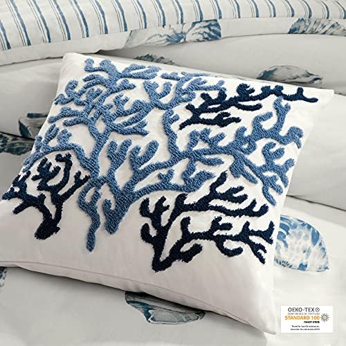 Harbor House Modern Design Decorative Pillow Hypoallergenic Sofa Cushion Lumbar, Back Support, Square 18" x 18", Beach House, Cotton Coastal Blue - Image 2