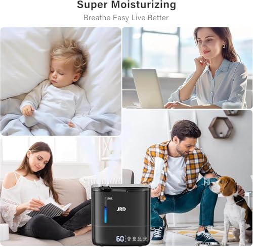 JRD Humidifiers for Bedroom, Ultrasonic Humidifier 4L for Large Room, Cool Mist Top-Fill, 40H Run, 12H Timer, 360° Nozzle, Aroma Diffuser, 7-Color Night Light for Home, Office, Baby, Pets, Plants - Image 6