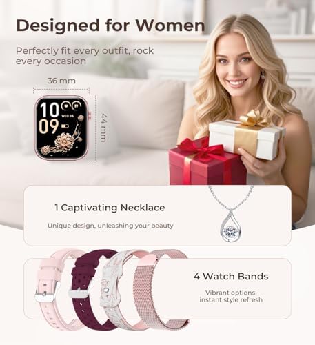 Iaret Smart Watch for Women, 1.83" HD Fitness Tracker with 4 Bands, Answer/Make Calls, Heart Rate/Sleep/SpO2/Step Tracking, 100+ Sport Modes, Android/iPhone Compatible Gift (Purple Gold) - Image 2