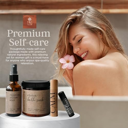 SOULISTIC ROOT Self-Care Set - Luxury Spa Bath Kit, Pillow Mist, Cooling Lip Balm, Tranquil Essential Oil Roller & Epsom Salt Bath Soak Pampering Package, Holistic Gifts for Him & Her - Image 7