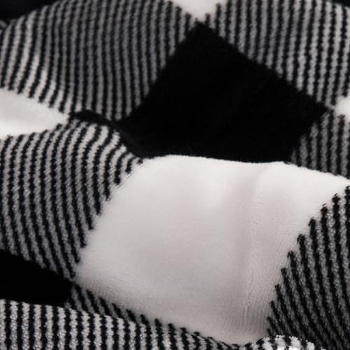 Elegant Comfort Ultra Soft Reversible Buffalo Plaid Flannel Sherpa Blanket - Cozy Silky Checkered Fleece Throw for Couch, Bed - Plush Fuzzy Warm Winter Blanket for Gift, Full, Black - Image 7