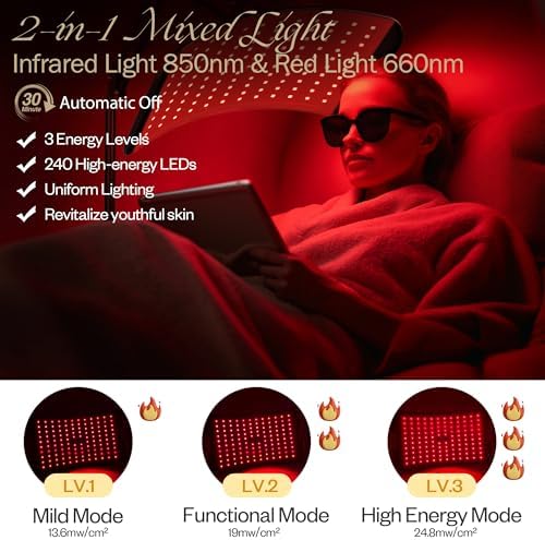 Red Light Therapy for Face and Body, Infrared Red Light Therapy Lamp with Stand, Atomization Function, 660nm Red Light & 850nm Infrared LED Light Therapy Device for Full Body Skin Care - Image 2