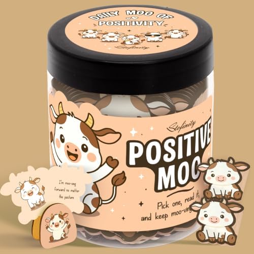 STOFINITY Positive Cow Affirmation Jar, 60 Encouragement Cards by Stofinity