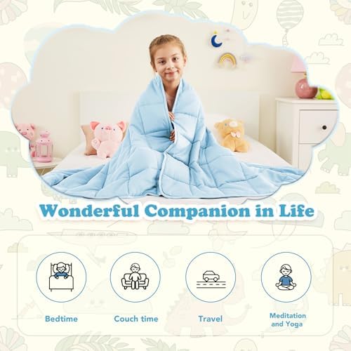 CuteKing Weighted Blanket - Weighted Blanket with Premium Glass Beads - Breathable Heavy Blanket for Comfortable Rest - Thick Blanket All Season (7lbs, 40"x60", Light Blue) - Image 4