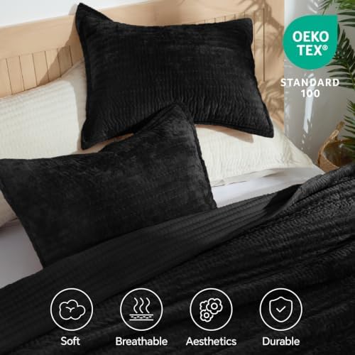 BEDELITE Velvet Quilt Set King Size, Luxury Velvet Comforter Bedding - Image 6