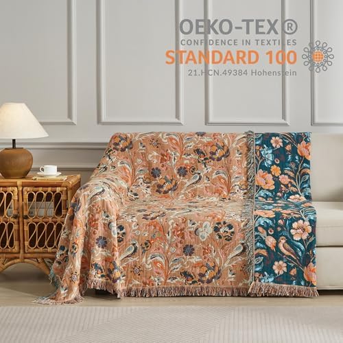 Boho Throw Blanket for Bed 90”x98”, 100% Cotton Blanket for Couch Sofa - Image 4