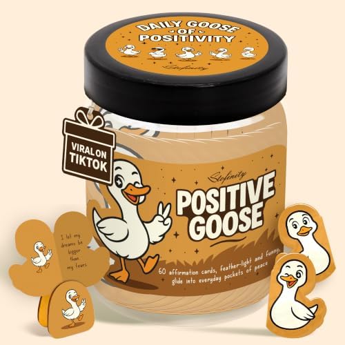 STOFINITY Positive Goose Jar, 60 Affirmation Cards and Wood Stand by Stofinity