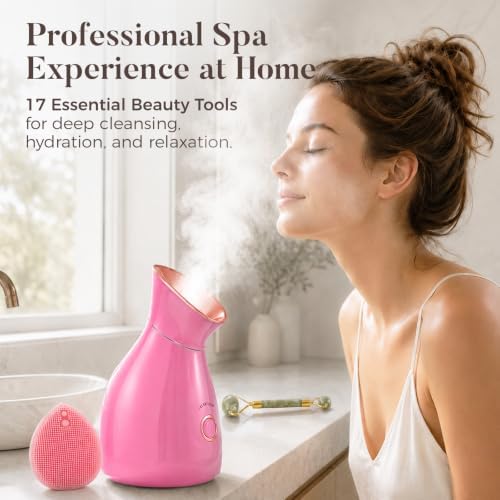 Nano Ionic Facial Steamer Kit with 17 Skin Care Tools for Home Spa - Image 2